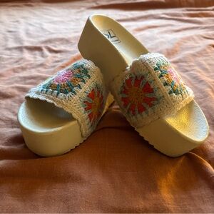 Dirty Laundry Colorful Crochet Platform Sandals